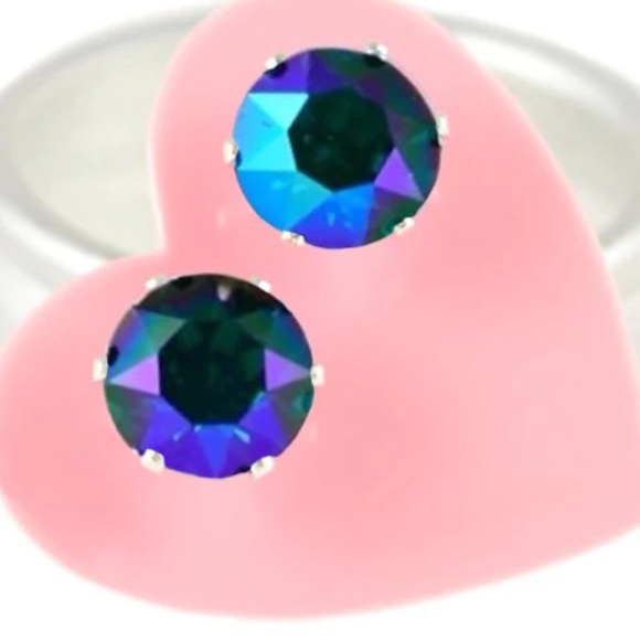 MARDI GRAS CRYSTAL BLING EARRINGS - Picture 2 of 2